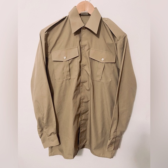 Beige Summer Safari Dress/ Military Shirt - Picture 2 of 7